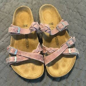 Birkenstock Franca Braided-Oiled Leather Lavender Size 38 Women’s